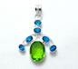 Sterling Silver Pendant with Green & Blue Crystals